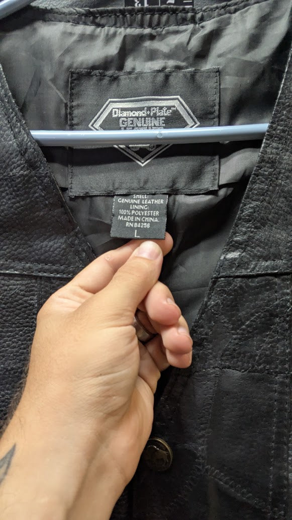 Harley-Davidson Genuine Leather Eagle American Flag Biker Vest L