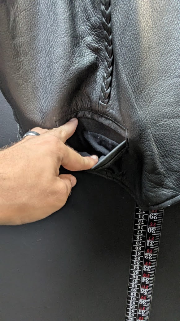 Vintage Universal Rider Genuine Leather Motorcycle Vest Black Braided Lace-Up L
