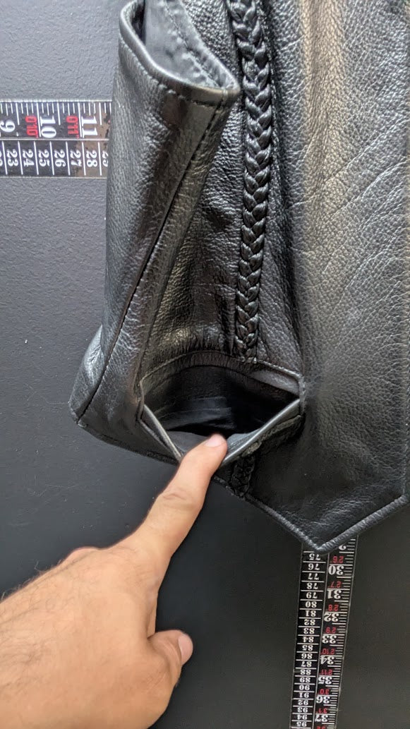 Vintage Leather Gallery Genuine Leather Motorcycle Vest Black Braided Zip Front Women's 10