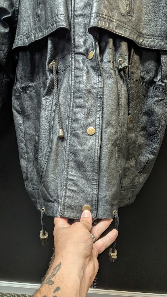 Vintage 90s Leather Limited Genuine Leather Motorcycle Jacket Black M Grunge Biker
