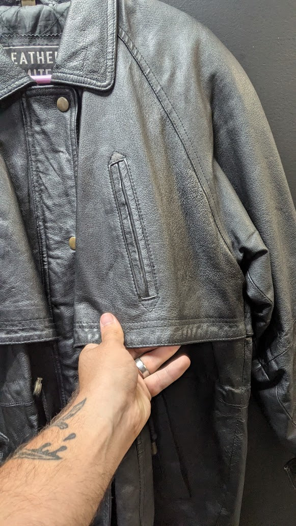 Vintage 90s Leather Limited Genuine Leather Motorcycle Jacket Black M Grunge Biker