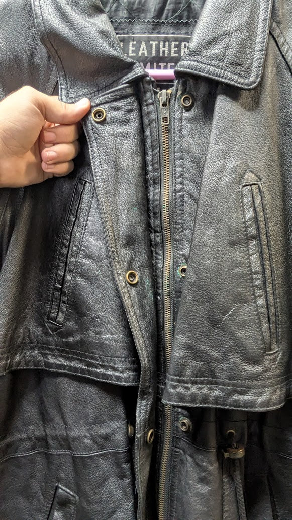 Vintage 90s Leather Limited Genuine Leather Motorcycle Jacket Black M Grunge Biker