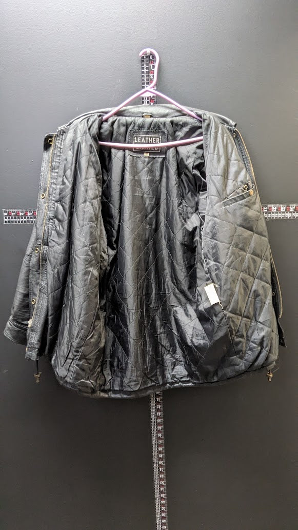 Vintage 90s Leather Limited Genuine Leather Motorcycle Jacket Black M Grunge Biker