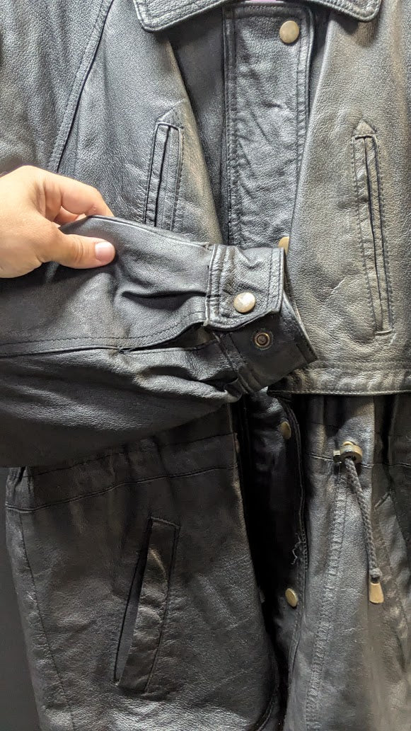 Vintage 90s Leather Limited Genuine Leather Motorcycle Jacket Black M Grunge Biker