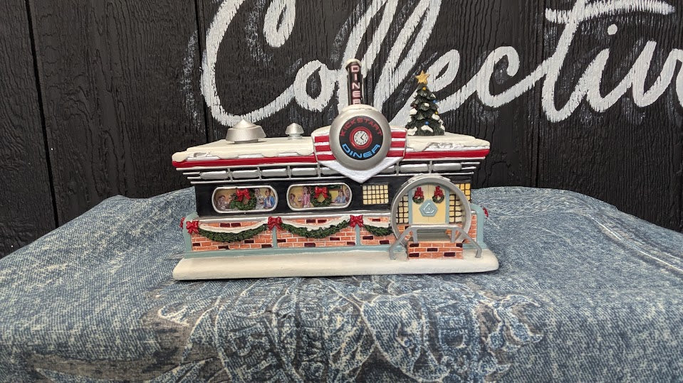 2006 Hawthorne Village Kick Start Diner Cycle City Christmas Motorcycle Village A2180 w/ COA