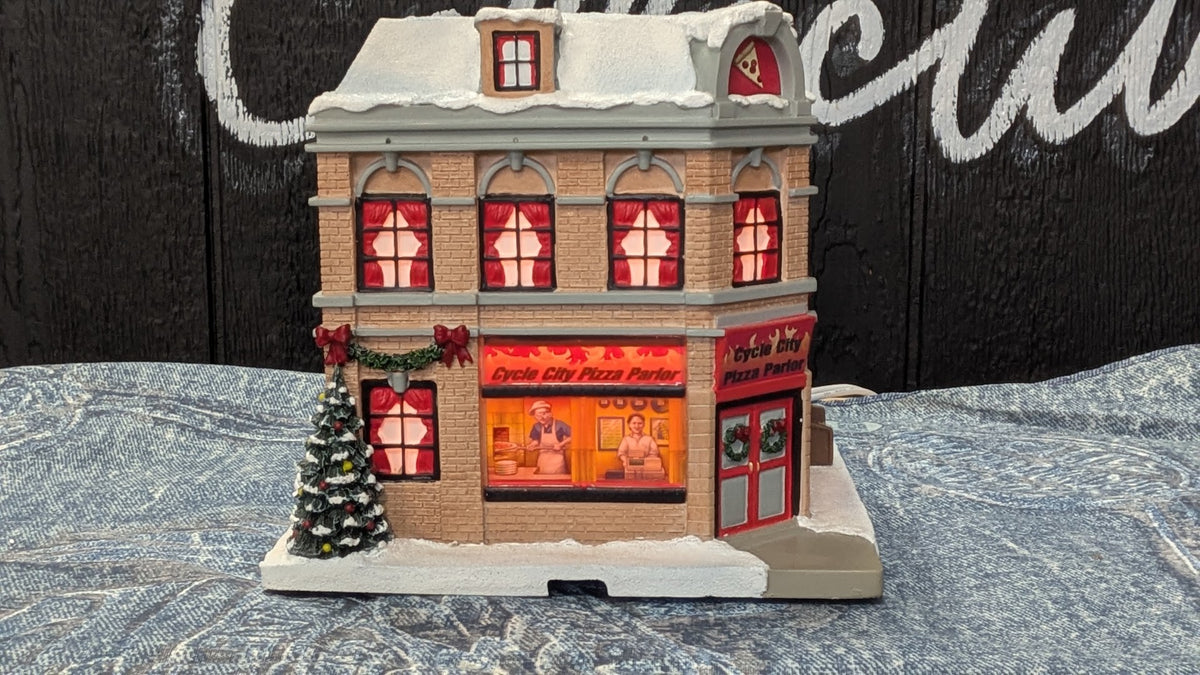 Hawthorne Village Cycle City Pizza Parlor Christmas Village 2009 Lighted Building
