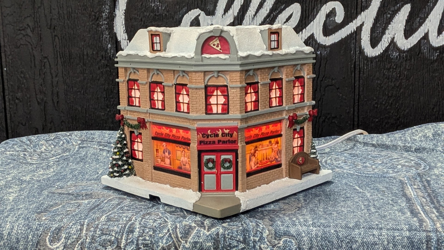 Hawthorne Village Cycle City Pizza Parlor Christmas Village 2009 Lighted Building