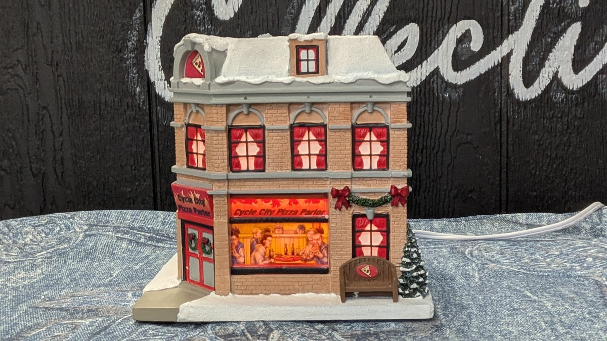 Hawthorne Village Cycle City Pizza Parlor Christmas Village 2009 Lighted Building