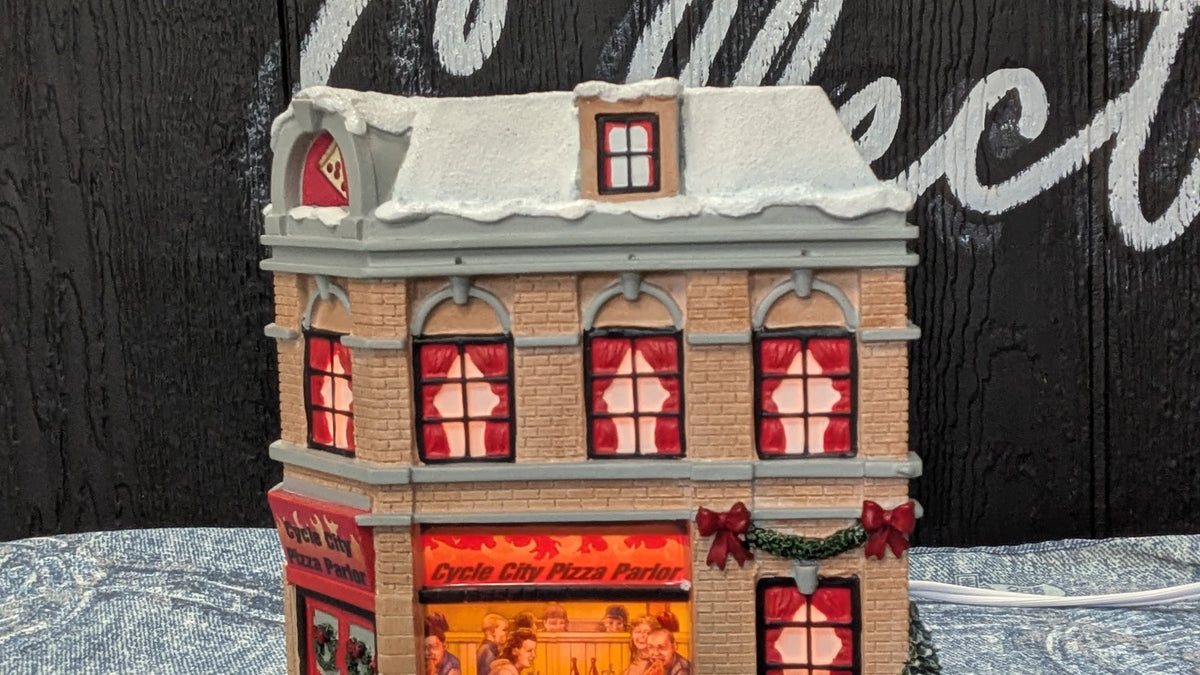 Hawthorne Village Cycle City Pizza Parlor Christmas Village 2009 Lighted Building