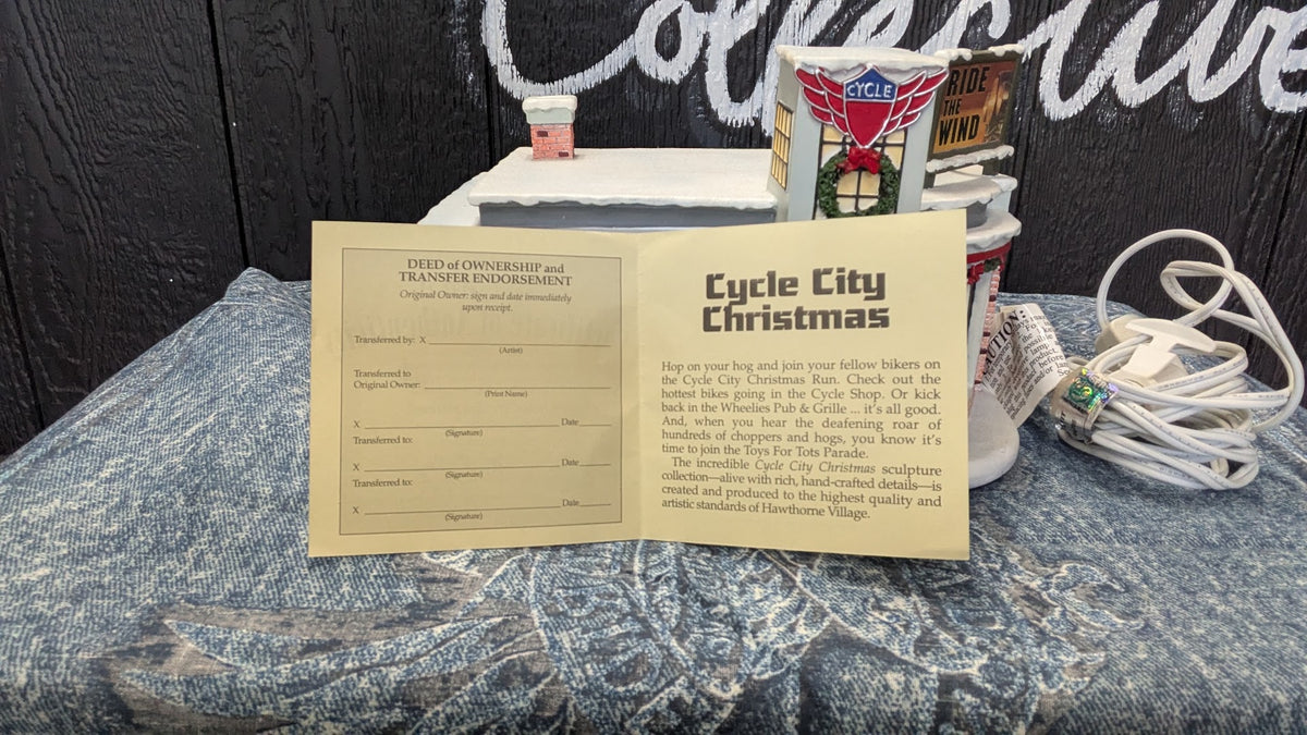 Hawthorne Village Cycle City Gas Station 2006 #003 Christmas Village COA