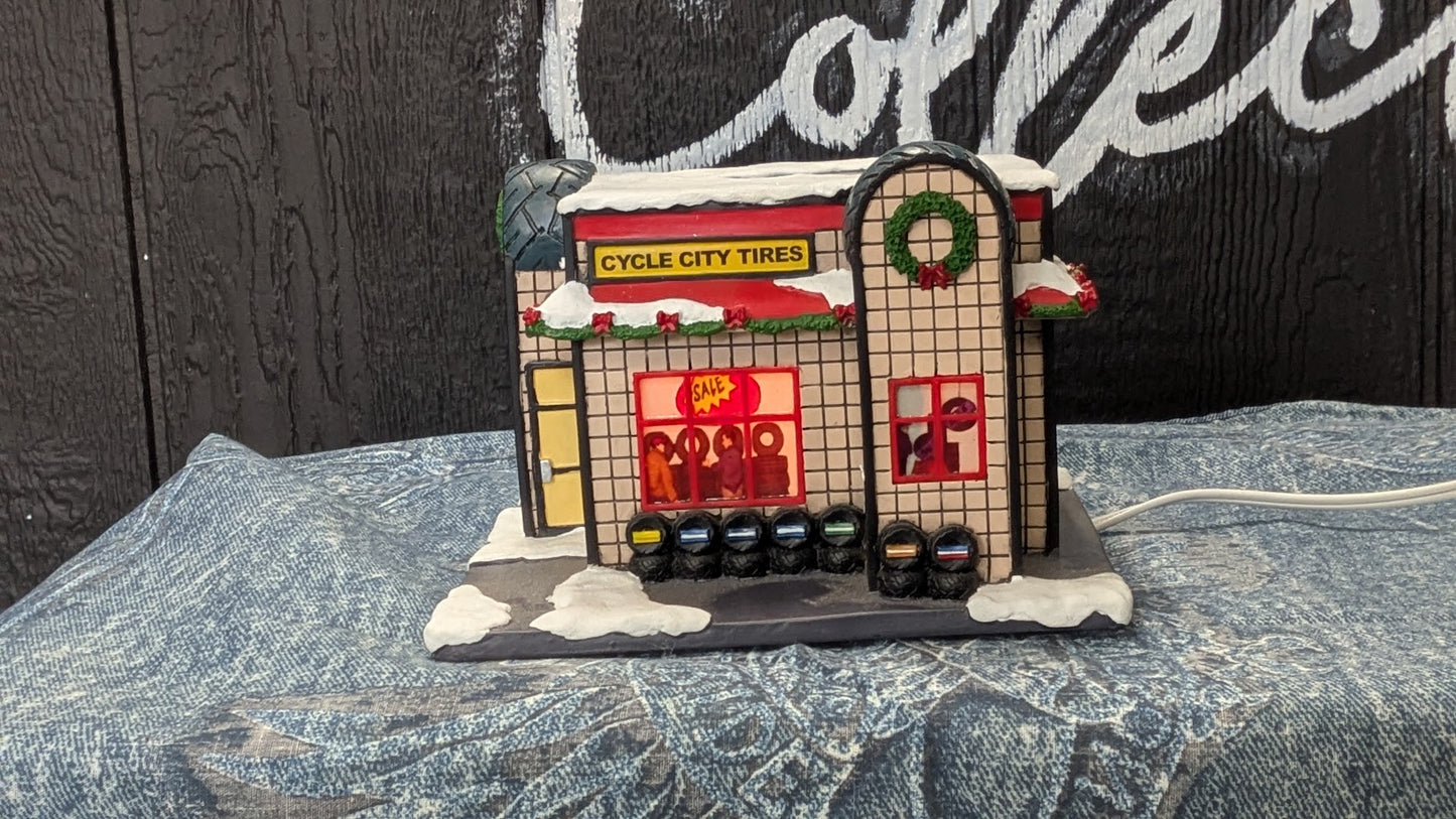 Hawthorne Village Cycle City Tires 2008 #008 Christmas Village COA Light