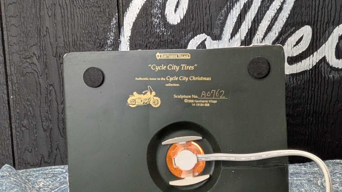 Hawthorne Village Cycle City Tires 2008 #008 Christmas Village COA Light