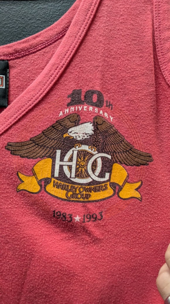 Vintage 1993 Harley-Davidson HOG 10th Anniversary Women’s XL Snap Tank Top