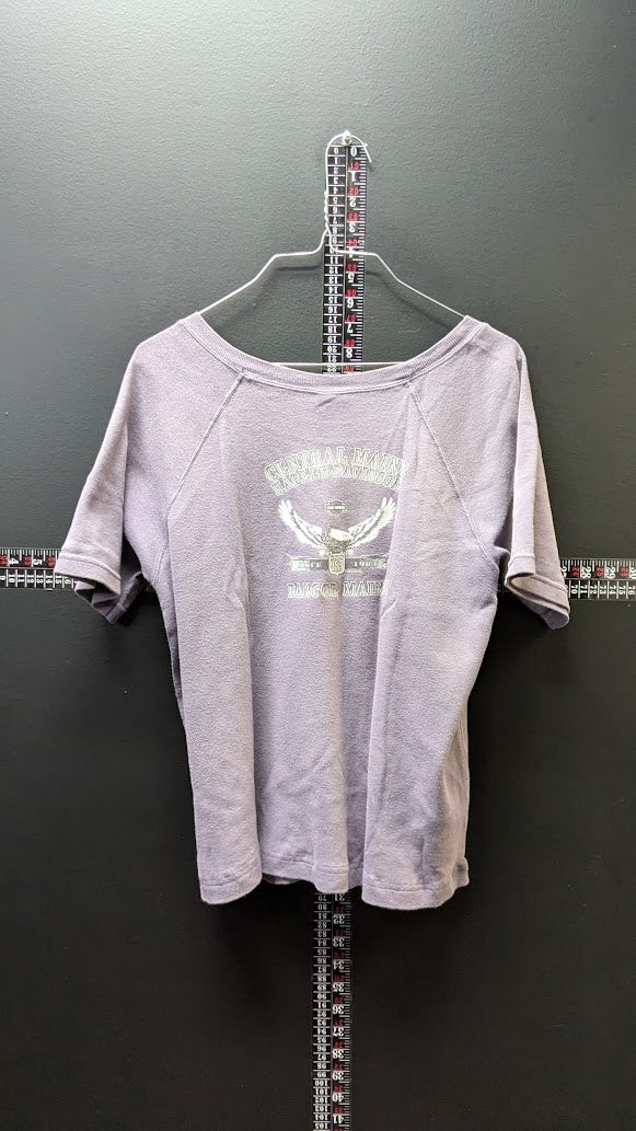 Vintage 2001 Harley-Davidson Women’s XL Purple T-Shirt Bangor Maine Y2K
