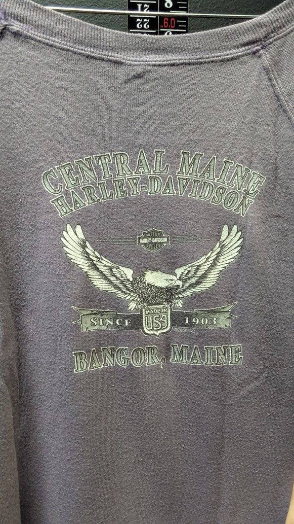 Vintage 2001 Harley-Davidson Women’s XL Purple T-Shirt Bangor Maine Y2K