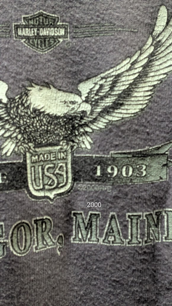 Vintage 2001 Harley-Davidson Women’s XL Purple T-Shirt Bangor Maine Y2K