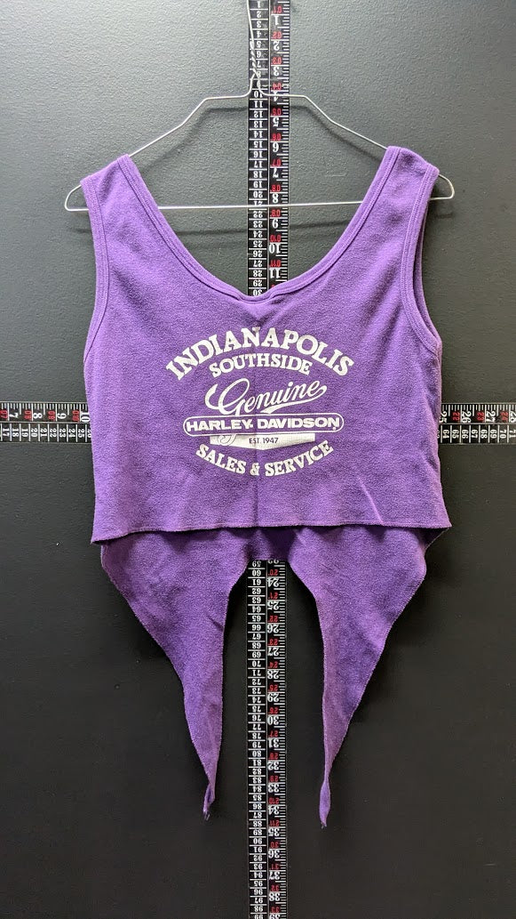 3D Emblem Harley-Davidson Women’s Medium Purple Tie Front Tank Top Eagle Roses