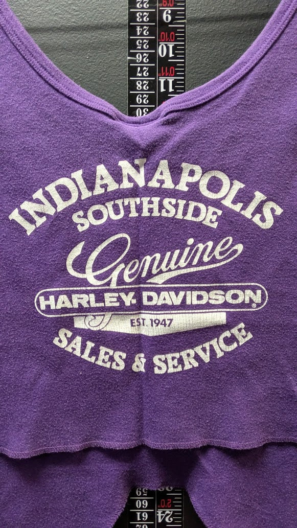 3D Emblem Harley-Davidson Women’s Medium Purple Tie Front Tank Top Eagle Roses