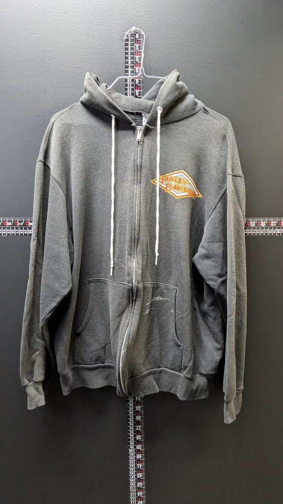 Vintage 1990 3D Emblem Harley-Davidson Sturgis Hoodie Large Hanes USA Black