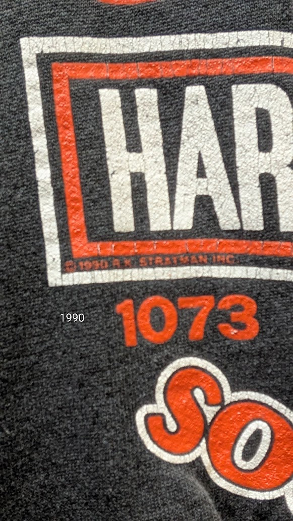 Vintage 1990 3D Emblem Harley-Davidson Sturgis Hoodie Large Hanes USA Black