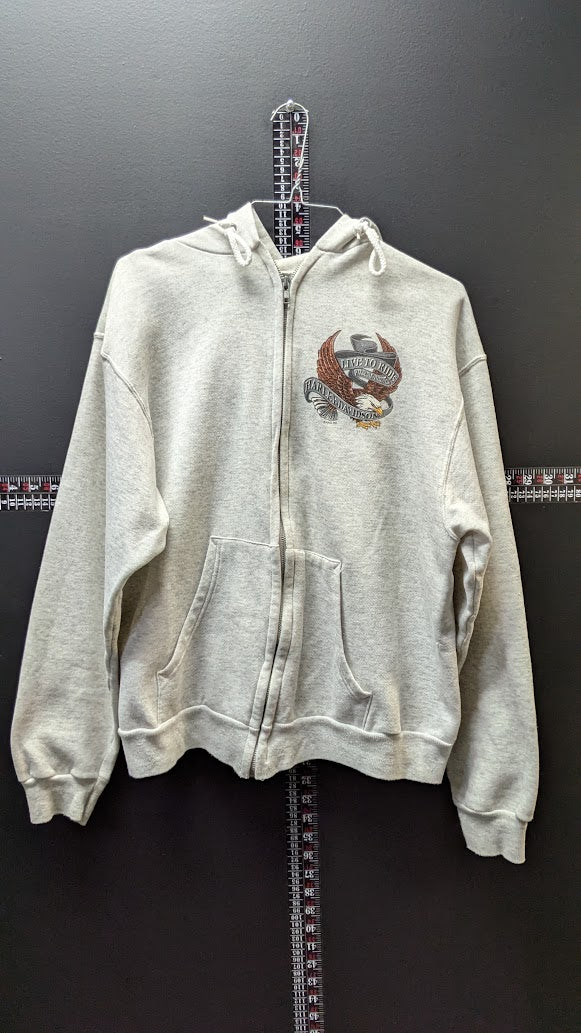 Vintage Harley-Davidson Full Zip Hoodie Men’s L Saint’s Butte Montana Eagle Gray