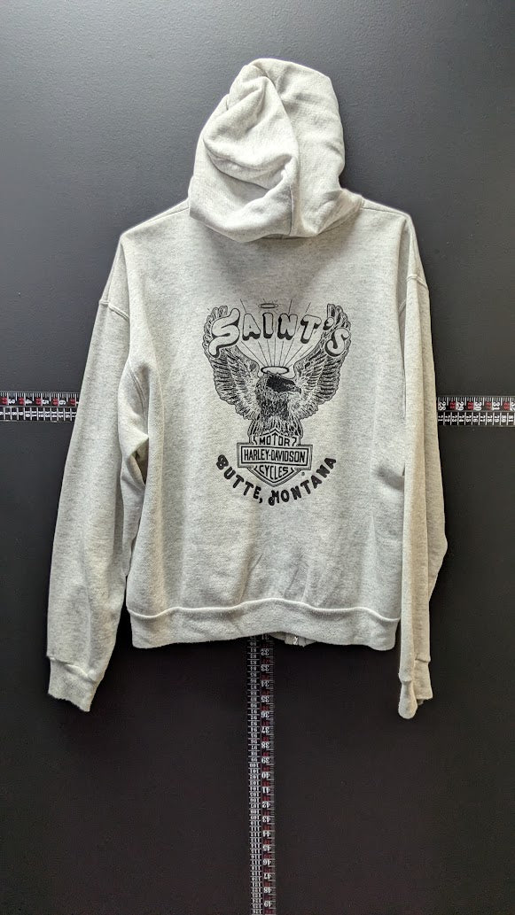 Vintage Harley-Davidson Full Zip Hoodie Men’s L Saint’s Butte Montana Eagle Gray