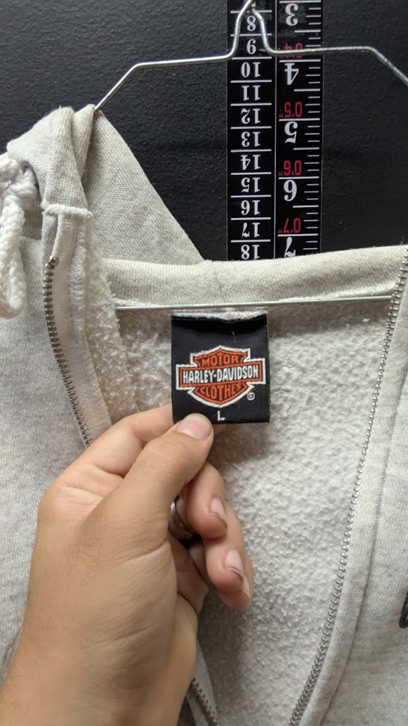 Vintage Harley-Davidson Full Zip Hoodie Men’s L Saint’s Butte Montana Eagle Gray