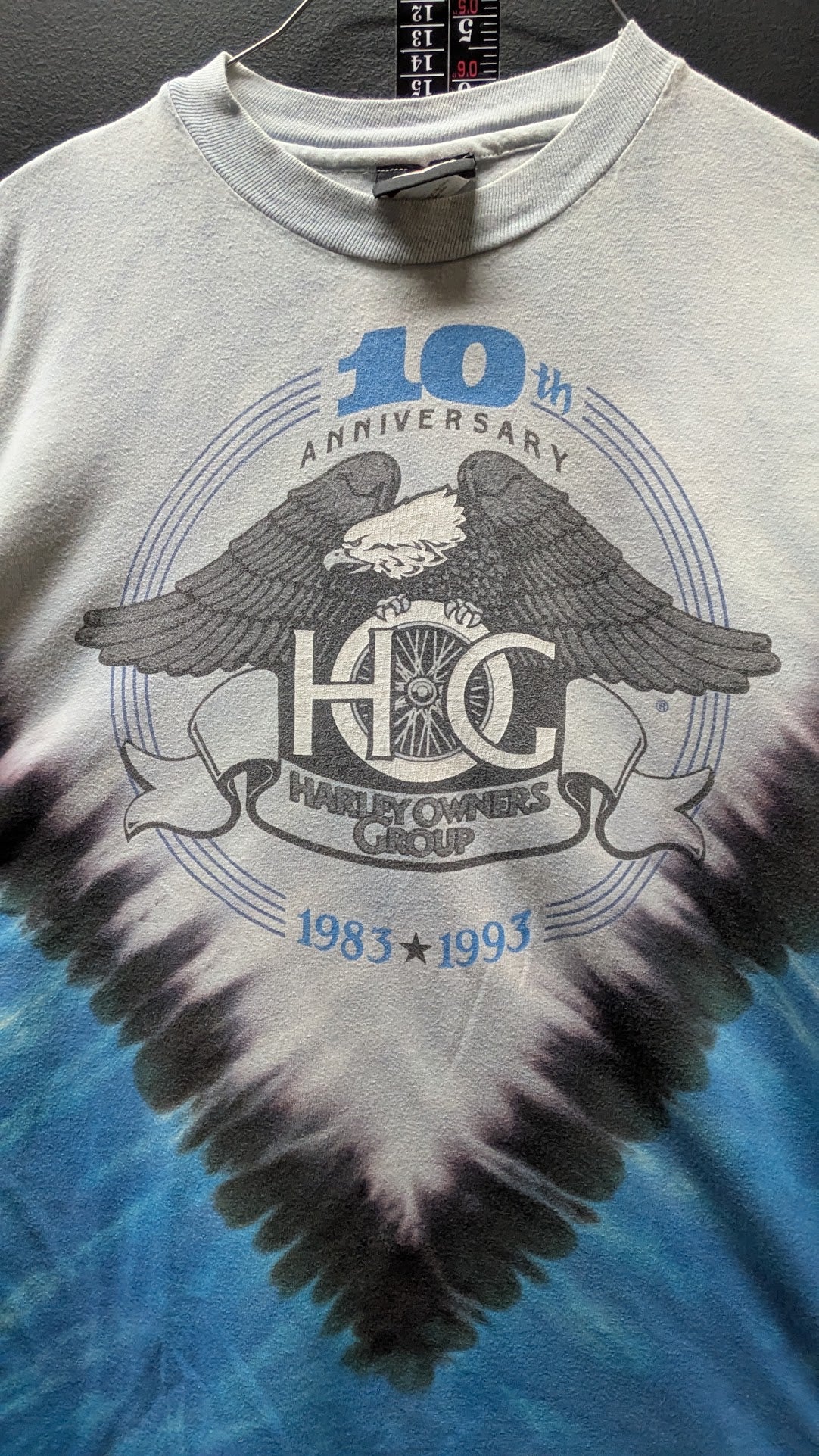 Vintage 1993 Harley Owners Group HOG 10th Anniversary Tie Dye Shirt Long Sleeve Large