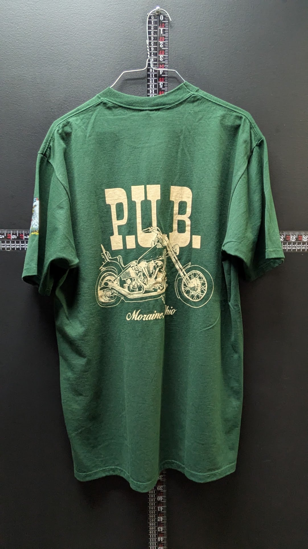 Vintage P.U.B. Moraine Ohio Motorcycle T-Shirt Men’s Large Green USA Jerzees