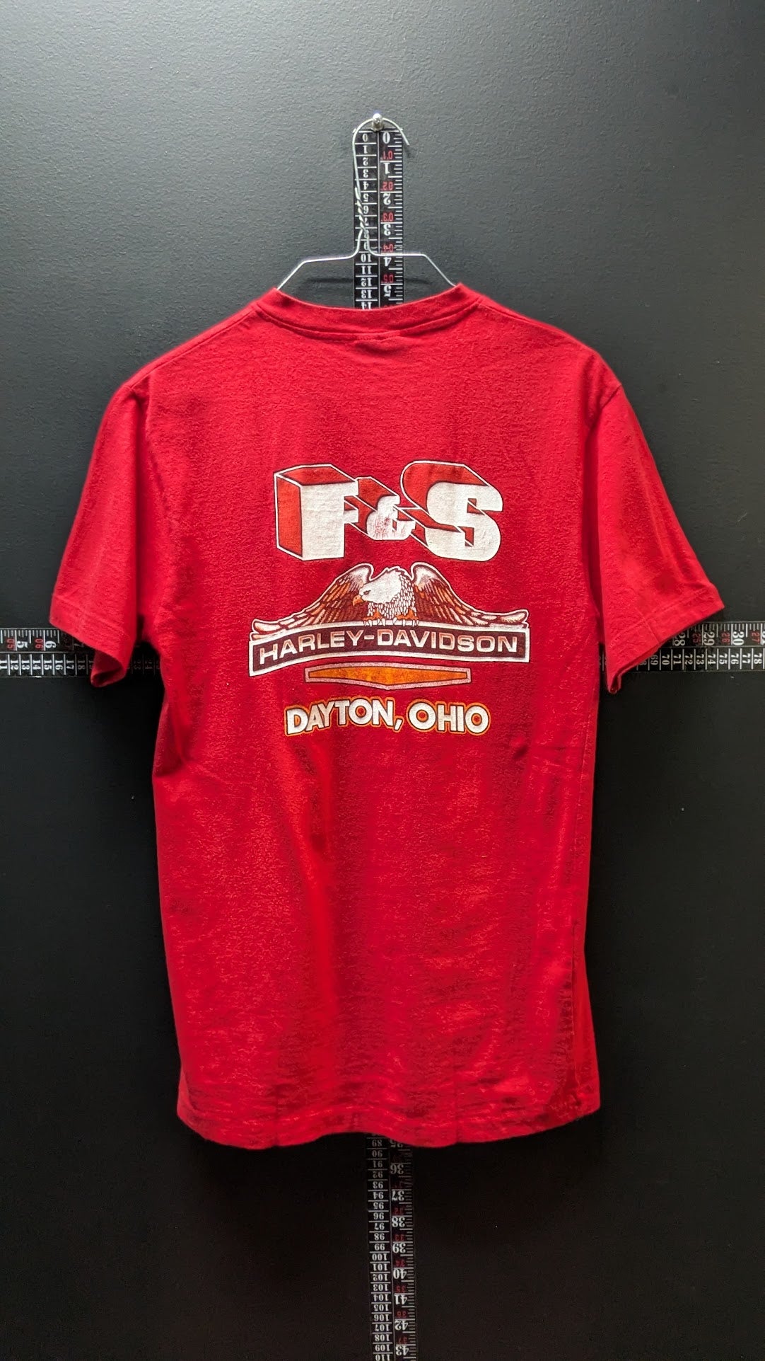 Vintage F&S Harley-Davidson Dayton Ohio Henley T-Shirt Men’s Medium Red USA
