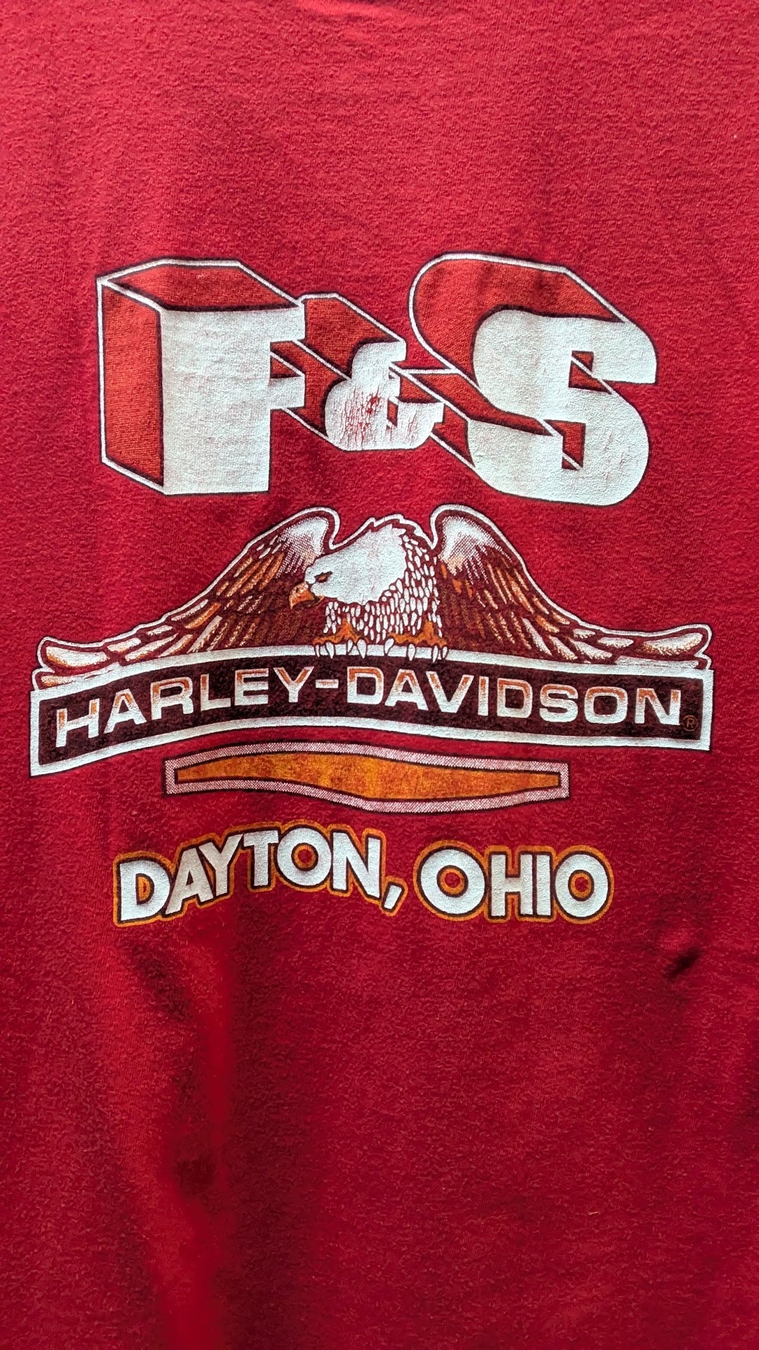 Vintage F&S Harley-Davidson Dayton Ohio Henley T-Shirt Men’s Medium Red USA
