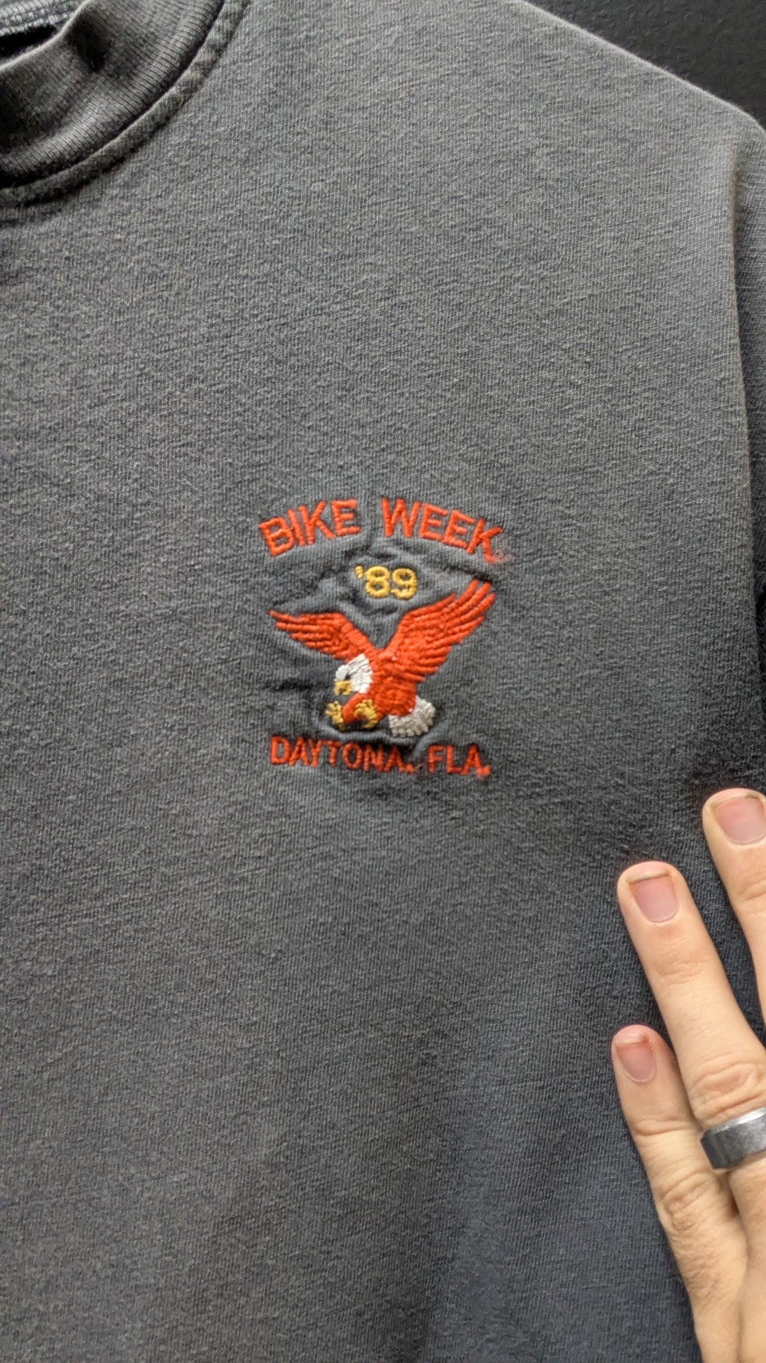 Vintage 1989 Daytona Bike Week T-Shirt XL Henley Hanes Beefy-T USA Eagle