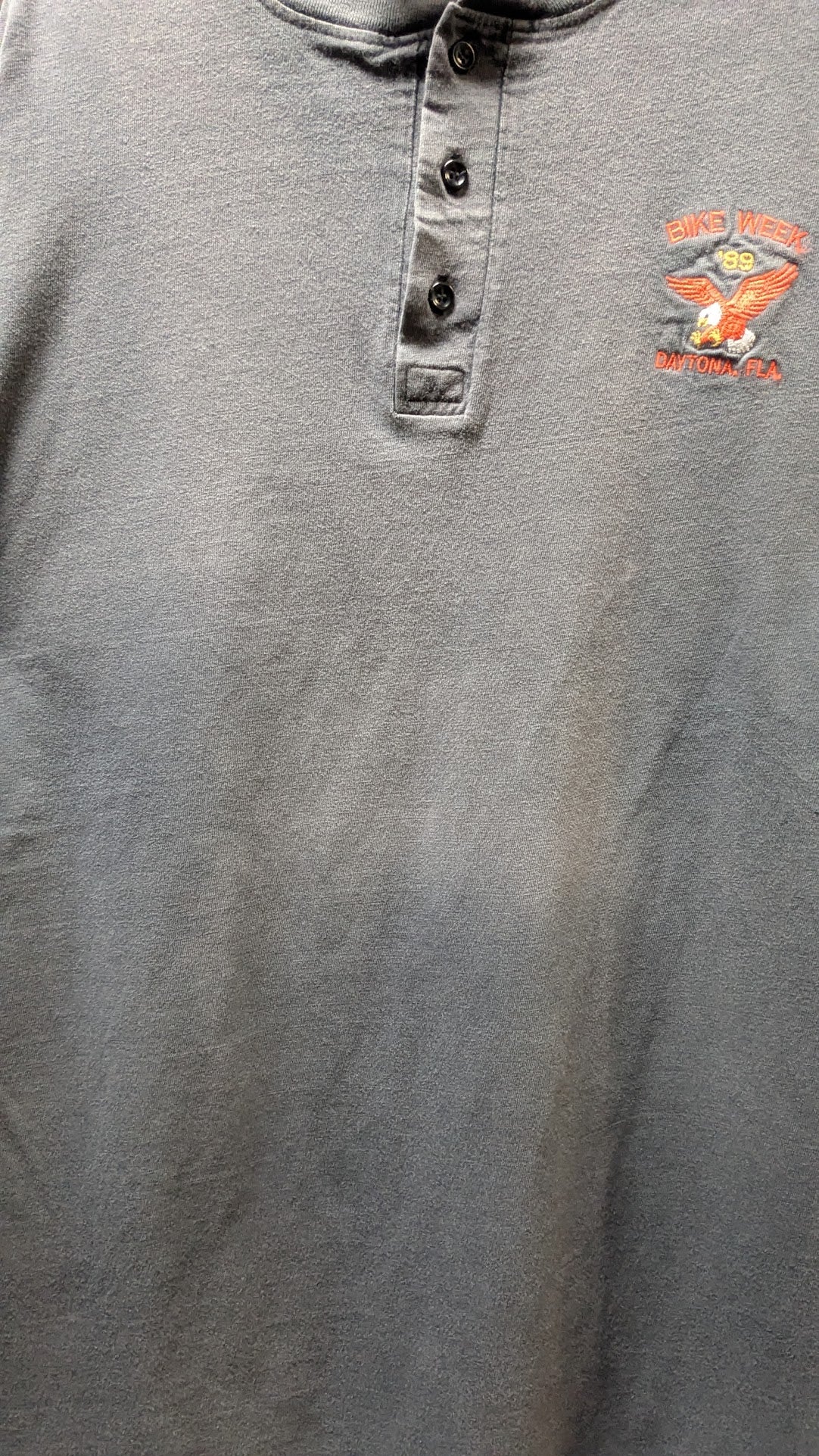 Vintage 1989 Daytona Bike Week T-Shirt XL Henley Hanes Beefy-T USA Eagle