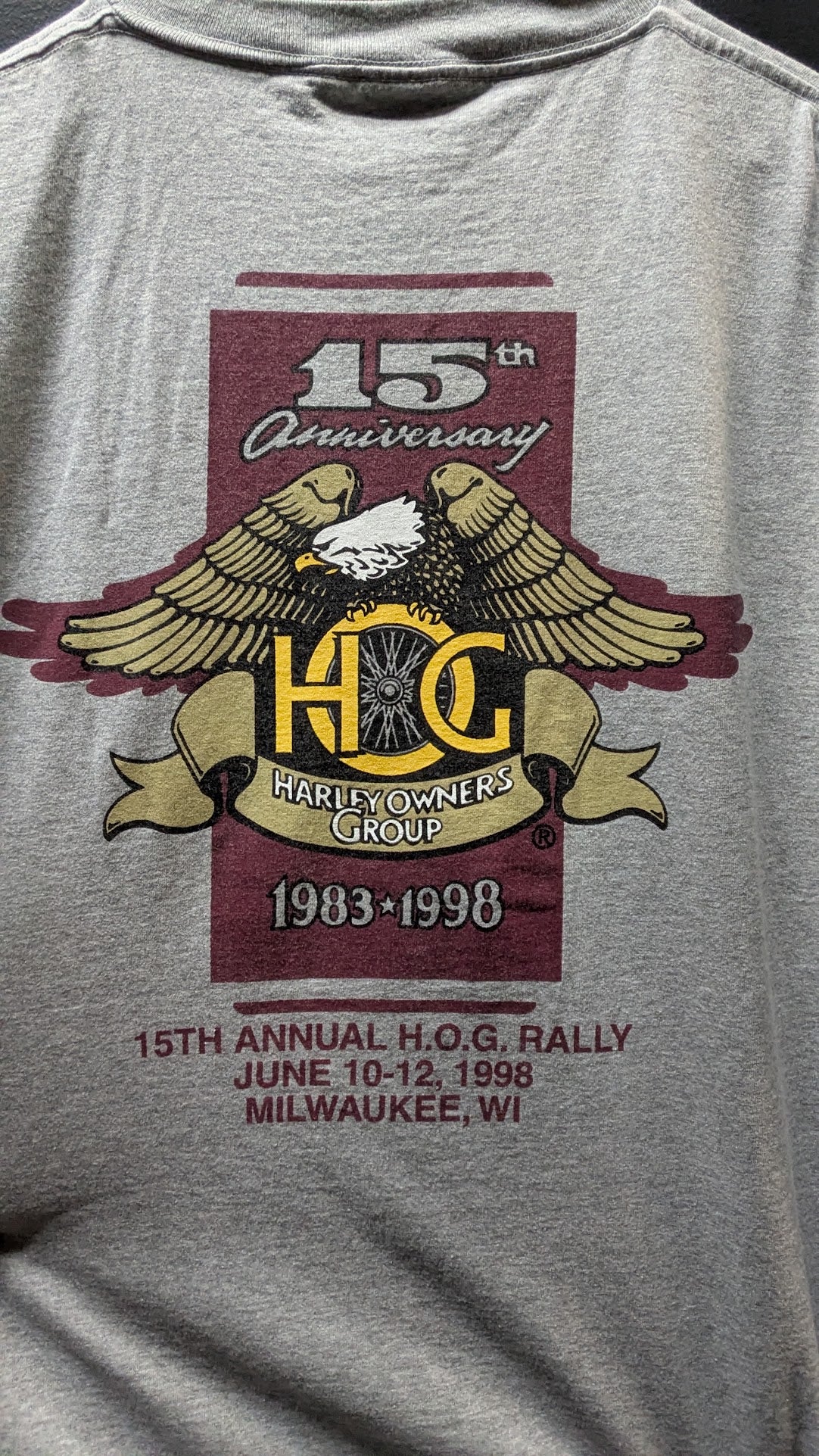 Vintage 1998 Harley-Davidson HOG 15th Anniversary Rally T-Shirt Men’s Large USA
