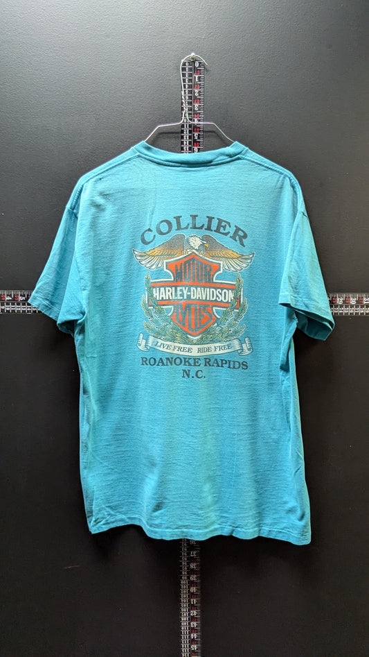 Vintage 1991 Harley-Davidson Pocket T-Shirt Men’s XL Teal Holoubek