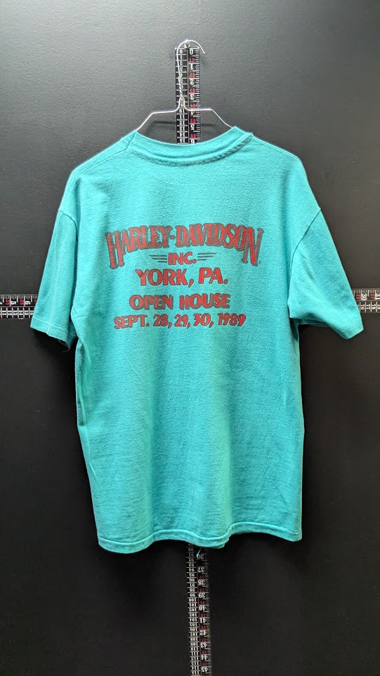 Vintage 1989 Large Harley-Davidson York PA Ultra Tour T-Shirt Single Stitch Open House