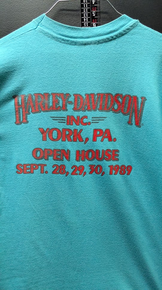 Vintage 1989 Large Harley-Davidson York PA Ultra Tour T-Shirt Single Stitch Open House