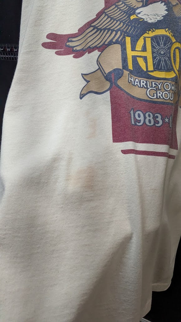 Vintage 1998 Harley-Davidson HOG 15th Anniversary T-Shirt XL USA Flag Sleeves
