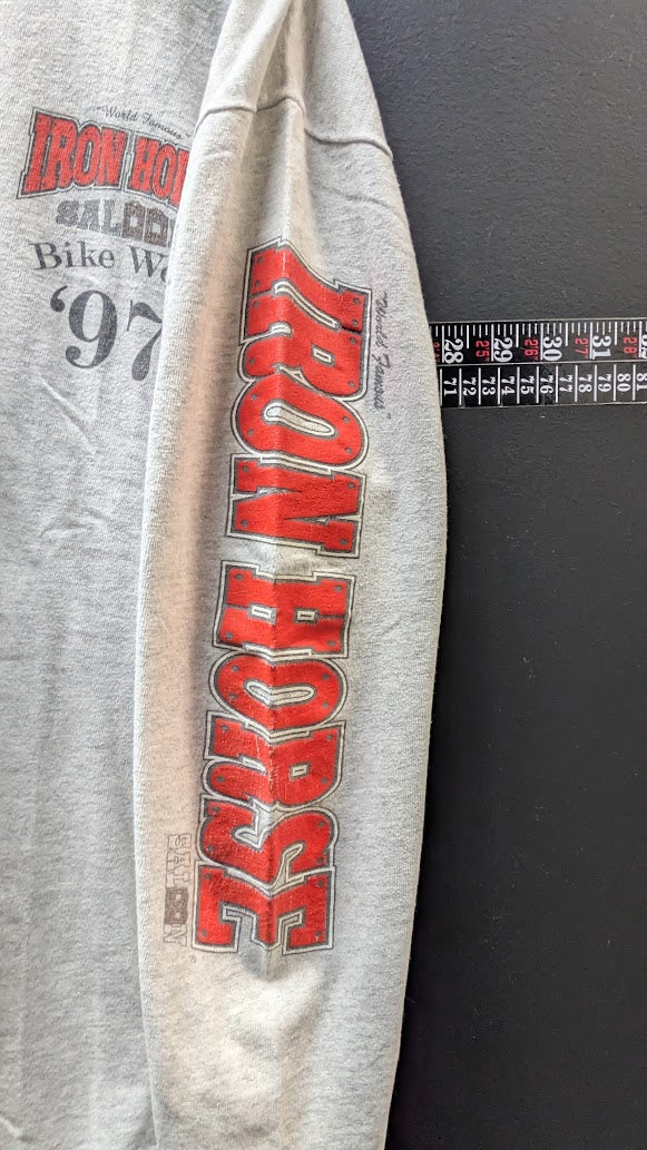 Vintage 1997 Iron Horse Saloon Bike Week Long Sleeve Henley Shirt L