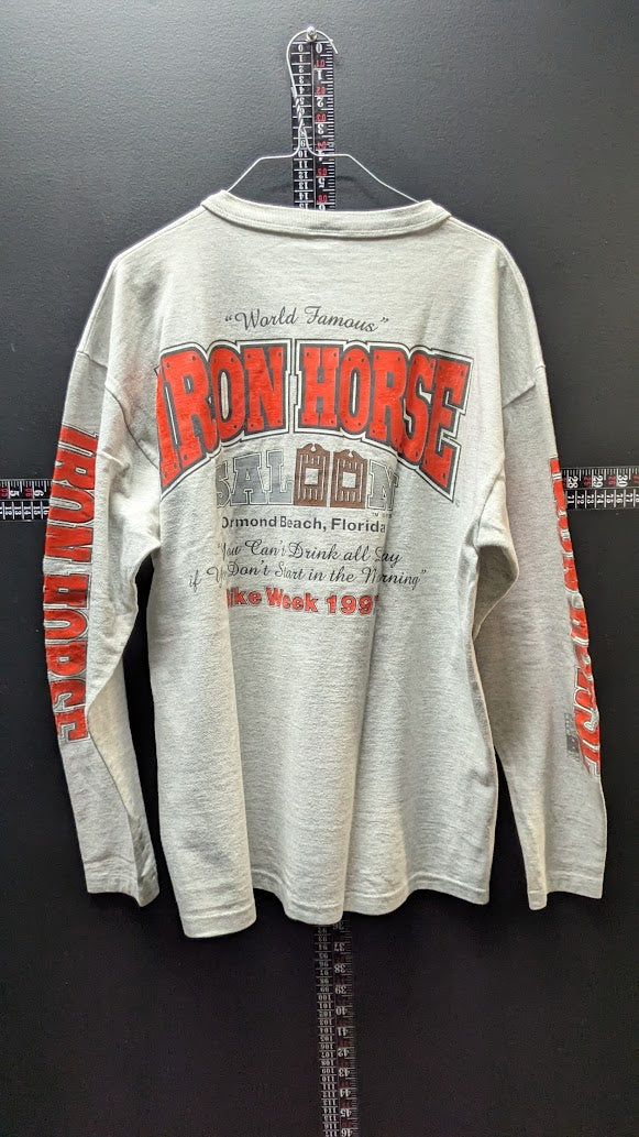 Vintage 1997 Iron Horse Saloon Bike Week Long Sleeve Henley Shirt L