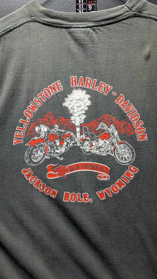Vintage 1993 3D Emblem Harley-Davidson Yellowstone Jackson Hole XL T-Shirt
