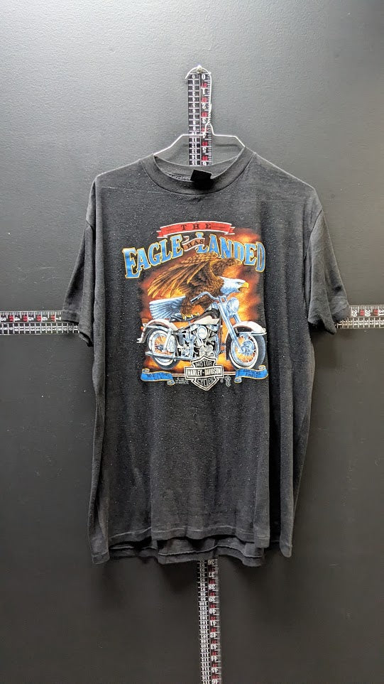 Vintage 1987 3D Emblem Harley-Davidson “The Eagle Has Landed” T-Shirt XL