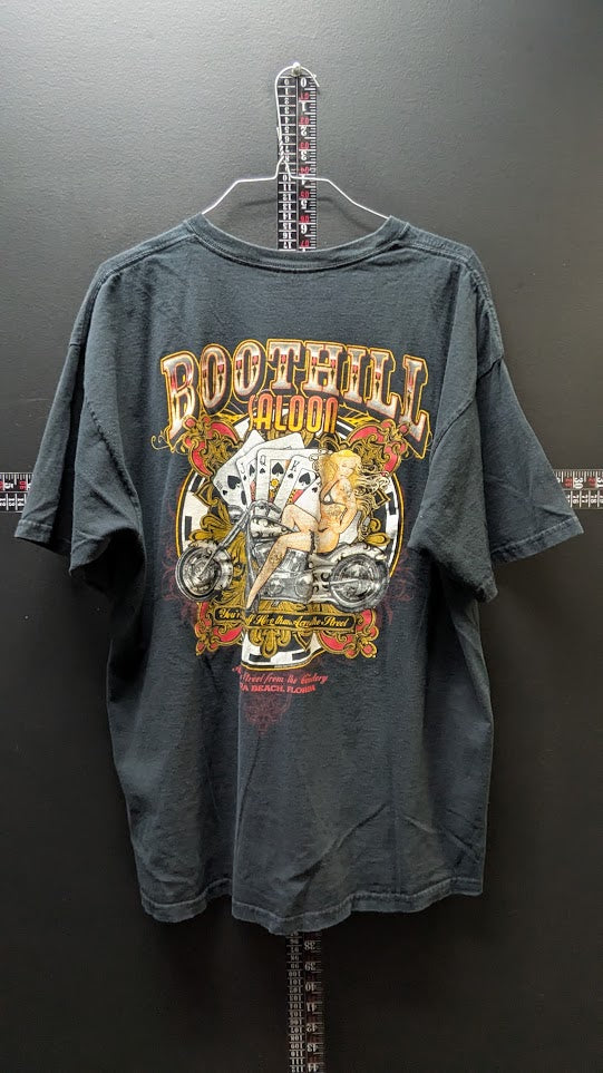 Vintage Y2K Boot Hill Saloon Daytona Beach Biker T-Shirt XL Chopper Pin Up