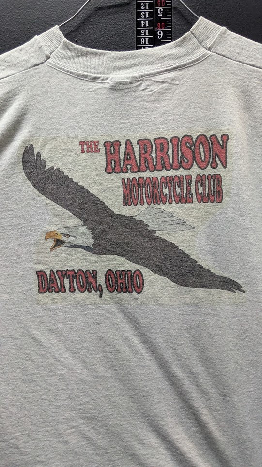 Vintage Harrison Motorcycle Club Dayton Ohio Eagle T-Shirt XL