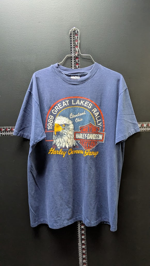Vintage 1989 Harley-Davidson Great Lakes Rally Cleveland Ohio T-Shirt XL