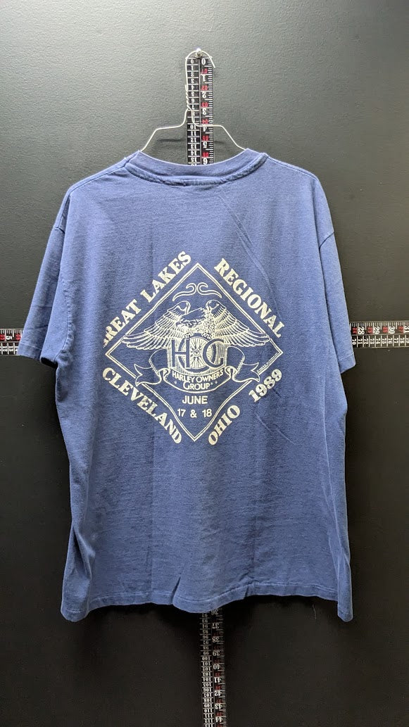 Vintage 1989 Harley-Davidson Great Lakes Rally Cleveland Ohio T-Shirt XL