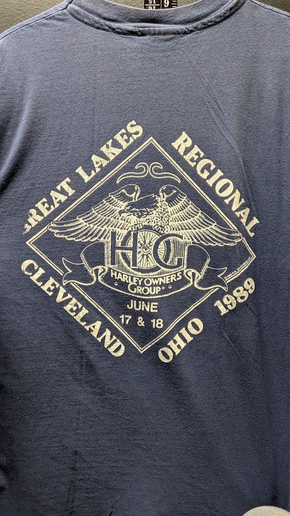 Vintage 1989 Harley-Davidson Great Lakes Rally Cleveland Ohio T-Shirt XL