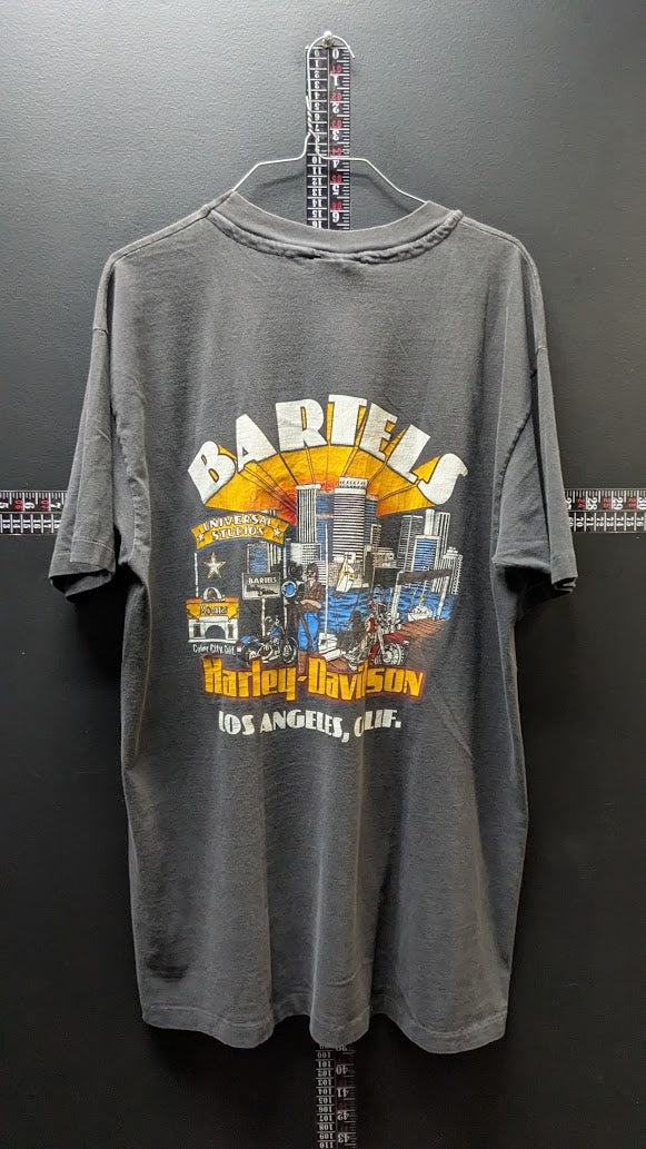 Vintage 1987 Harley-Davidson Bartels Los Angeles T-Shirt Men’s XL Black Double Sided