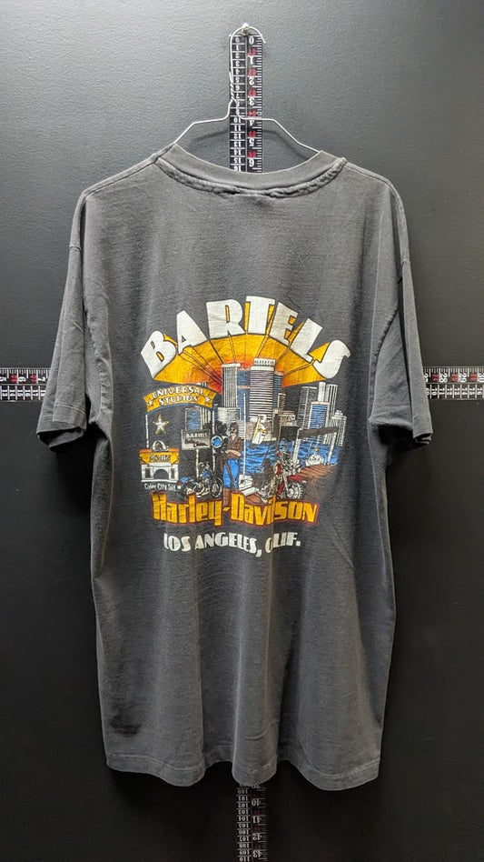 Vintage 1987 Harley-Davidson Bartels Los Angeles T-Shirt Men’s XL Black Double Sided
