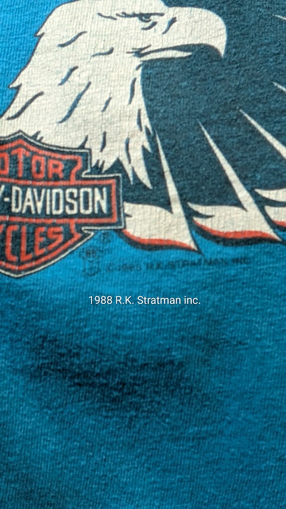 Vintage 1988 Harley-Davidson 3D Emblem America’s Pride Henley T-Shirt Large USA
